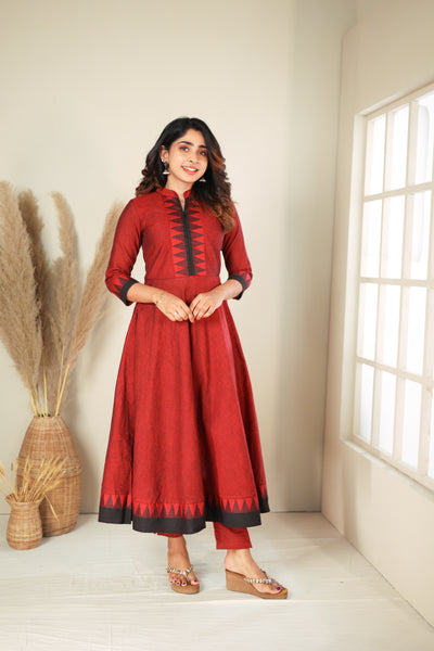 Raiza Maroon & Black Co-ord Set