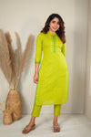 Rithi Lemon Yellow & Green Kurti Set