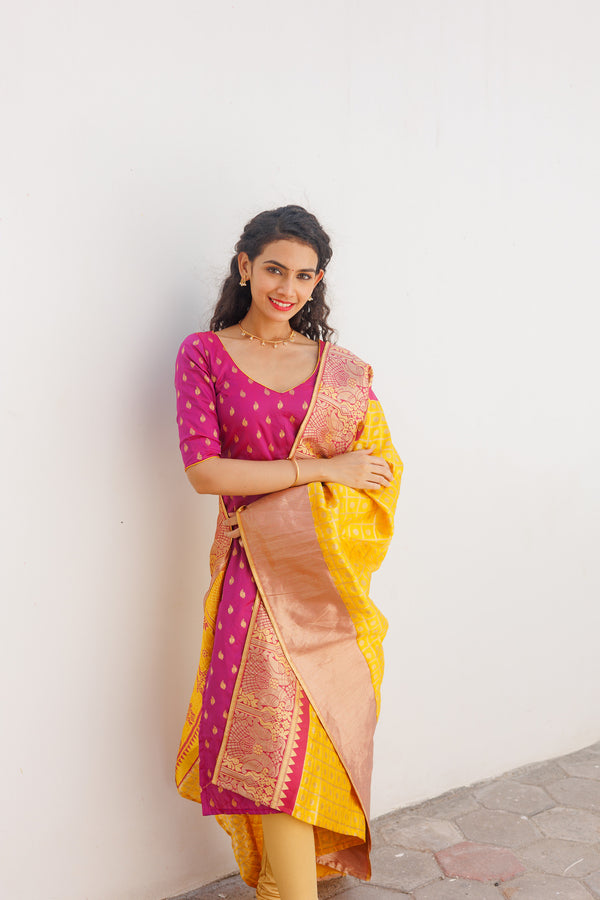 Aakruti Magenta & Yellow