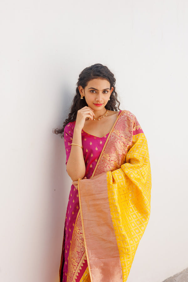 Aakruti Magenta & Yellow