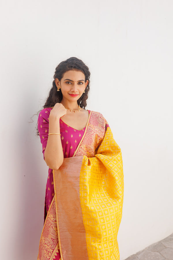 Aakruti Magenta & Yellow