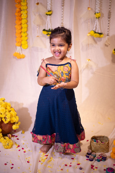 Ishani Teal with Yellow Mini