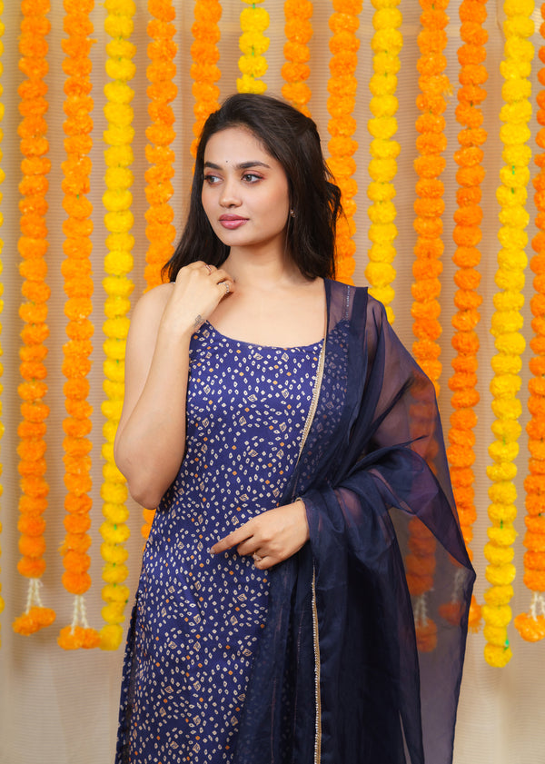 Sarika Blue Bandhini Kurti