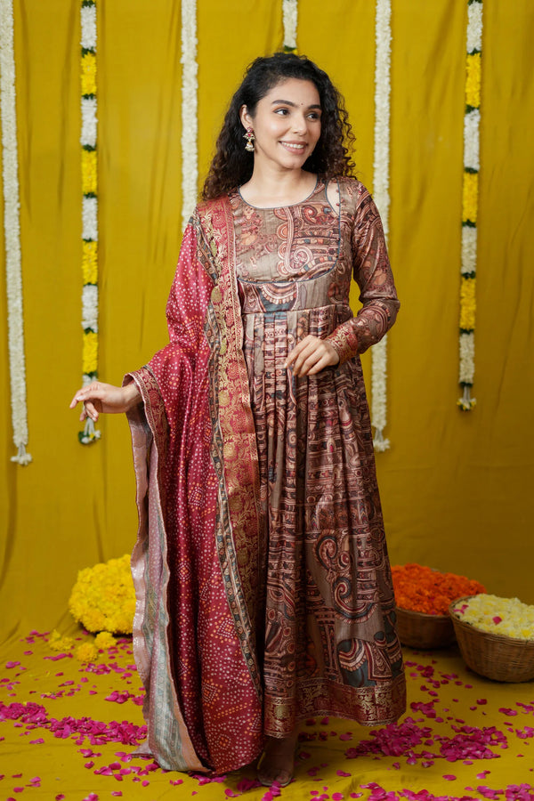 Anvi brown Maxi Dress (Set of 2)