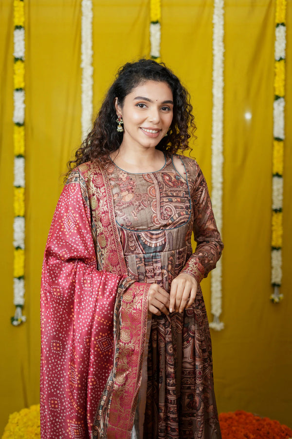 Anvi brown Maxi Dress (Set of 2)