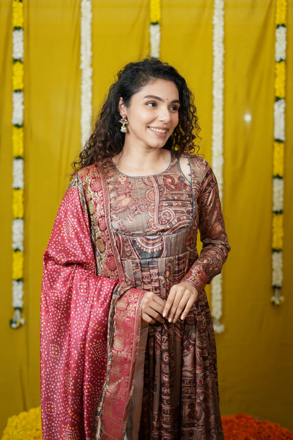 Anvi brown Maxi Dress (Set of 2)