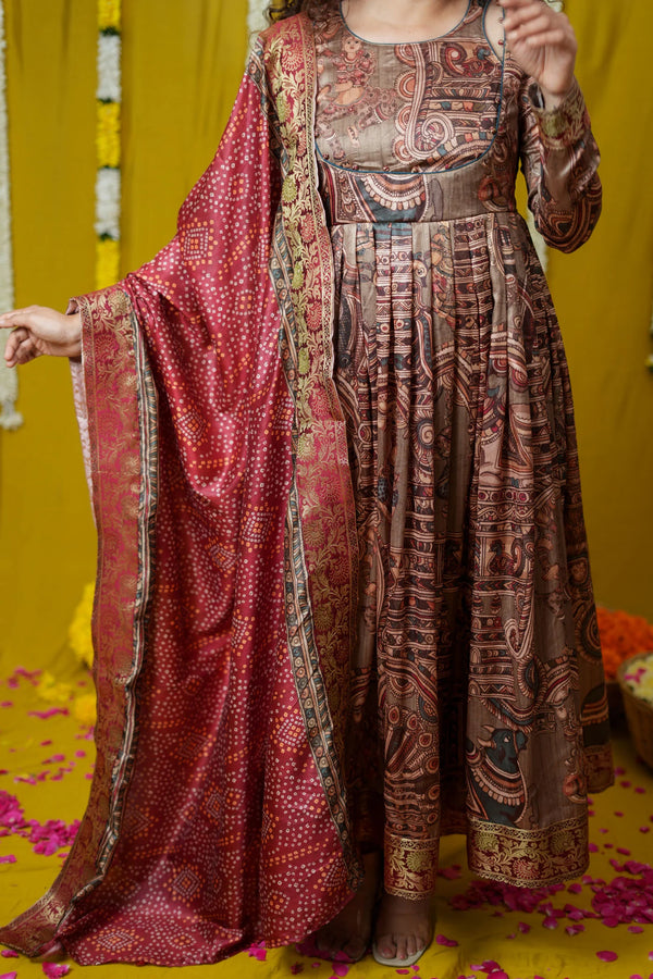 Anvi brown Maxi Dress (Set of 2)