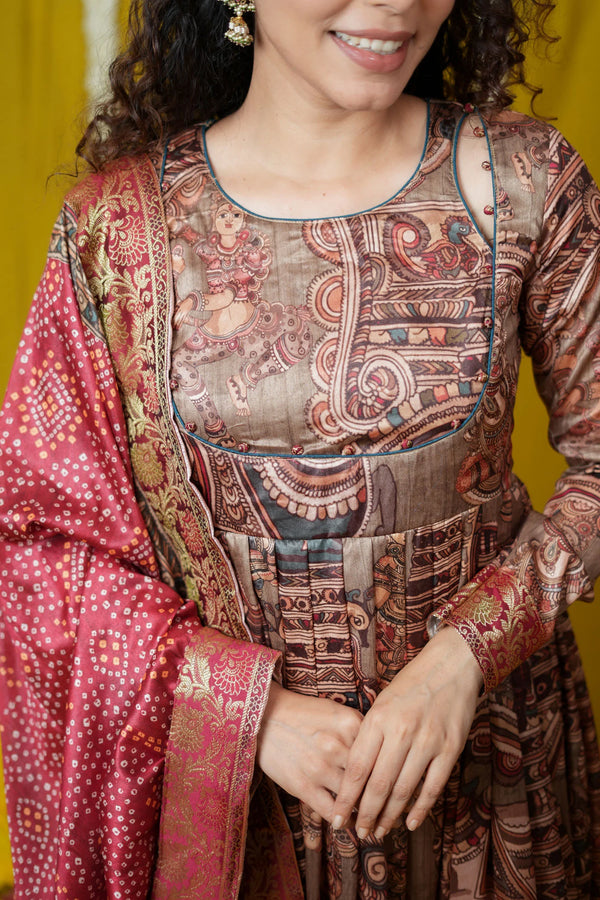 Anvi brown Maxi Dress (Set of 2)