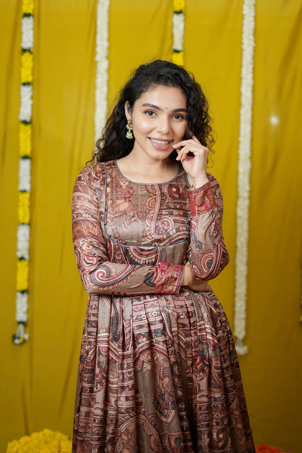 Anvi brown Maxi Dress (Set of 2)