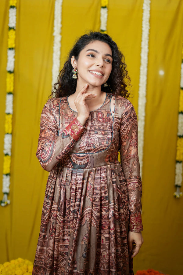 Anvi brown Maxi Dress (Set of 2)