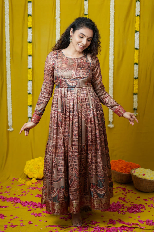 Anvi brown Maxi Dress (Set of 2)