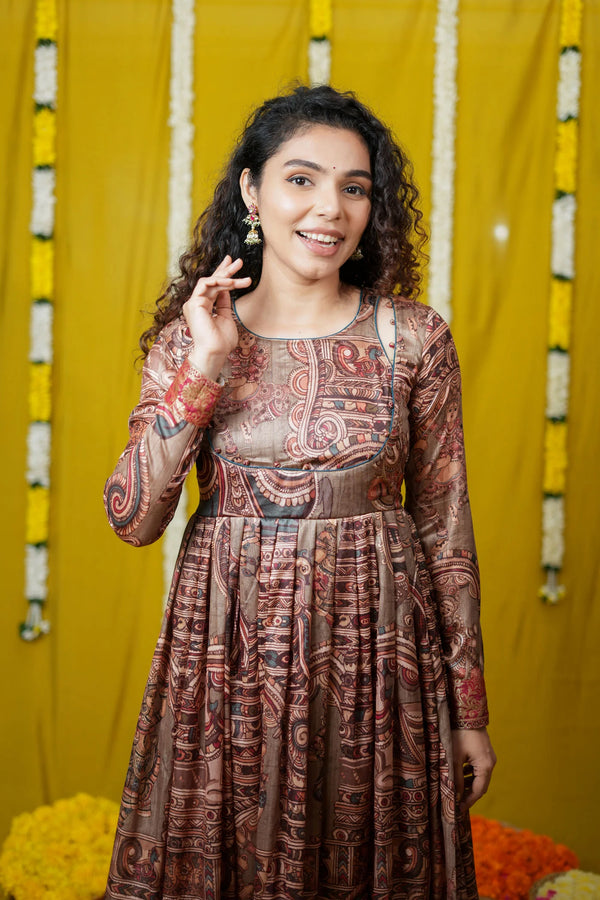 Anvi brown Maxi Dress (Set of 2)