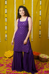 Isai Violet Kurti with Sharara (Set of 3)