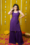 Isai Violet Kurti with Sharara (Set of 3)