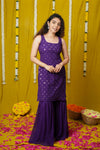 Isai Violet Kurti with Sharara (Set of 3)