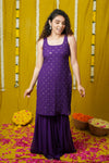 Isai Violet Kurti with Sharara (Set of 3)