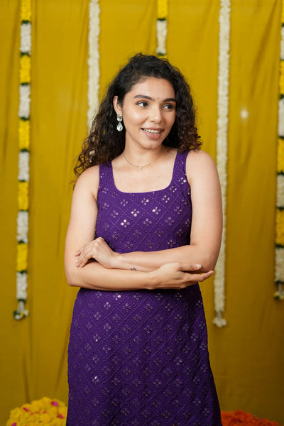 Isai Violet Kurti with Sharara (Set of 3)