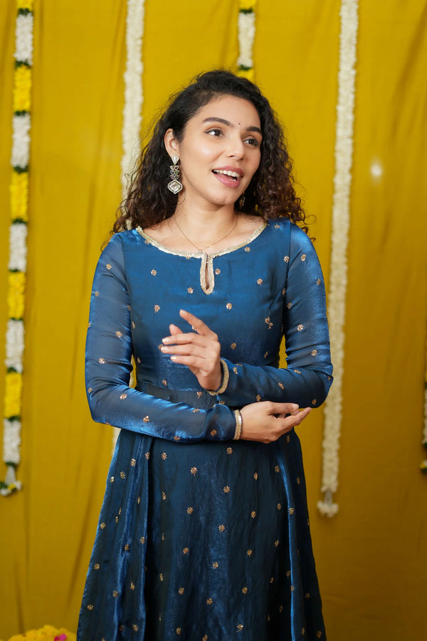 Pirainila Teal Anarkali Kurta (Set of 2)