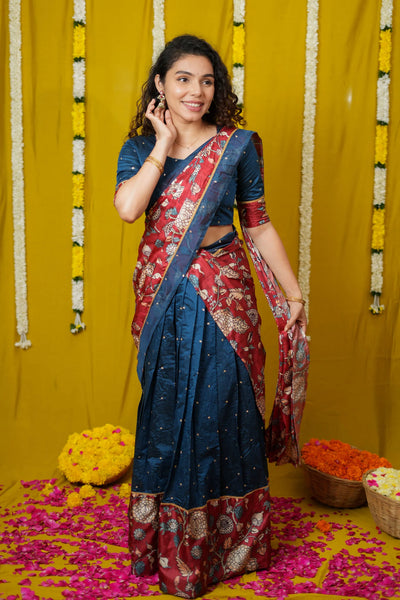 Manaswini Teal Lehenga Set