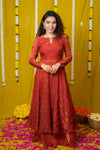Pirainila Rust Orange Anarkali Kurta (Set of 2)