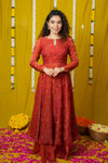 Pirainila Rust Orange Anarkali Kurta (Set of 2)