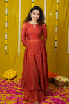 Pirainila Rust Orange Anarkali Kurta (Set of 2)