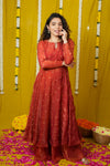 Pirainila Rust Orange Anarkali Kurta (Set of 2)