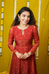Pirainila Rust Orange Anarkali Kurta (Set of 2)