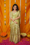 Aalaya Green Banarasi Half Saree Set