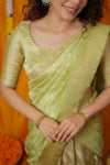 Aalaya Green Banarasi Half Saree Set