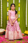 Aalaya Pink Banarasi Organza Lehenga Mini