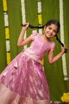 Aalaya Pink Banarasi Organza Lehenga Mini