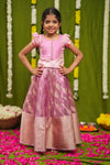 Aalaya Pink Banarasi Organza Lehenga Mini