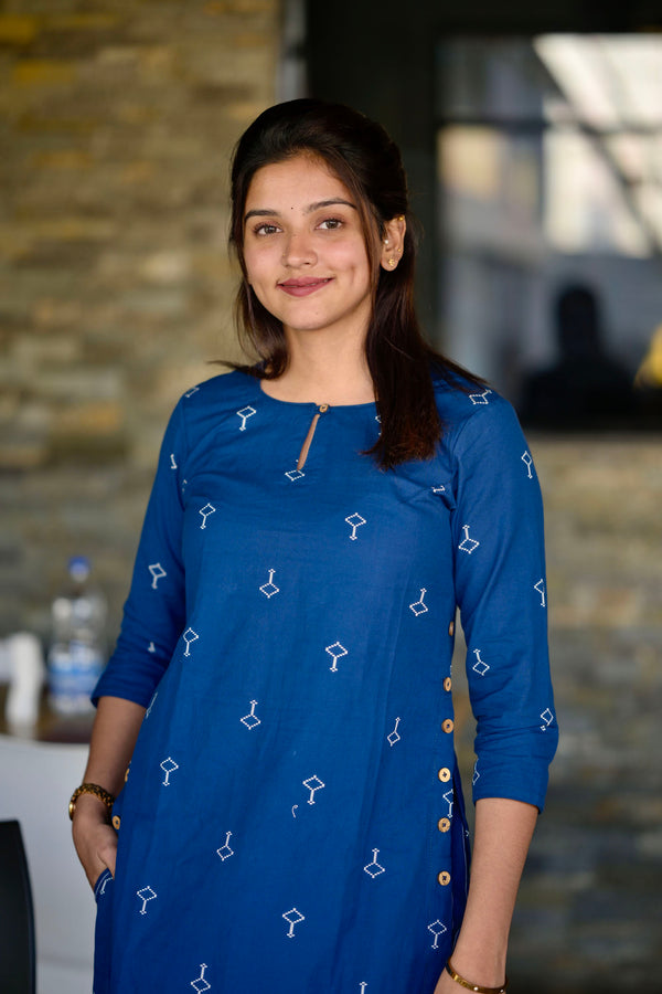 Pranjal Navy Blue Kurta Set