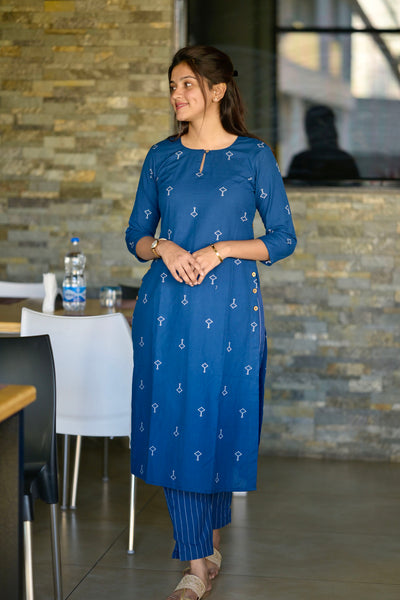 Pranjal Navy Blue Kurta Set
