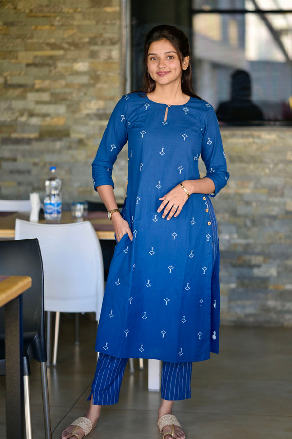 Pranjal Navy Blue Kurta Set