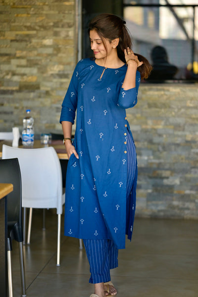 Pranjal Navy Blue Kurta Set