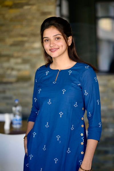 Pranjal Navy Blue Kurta Set