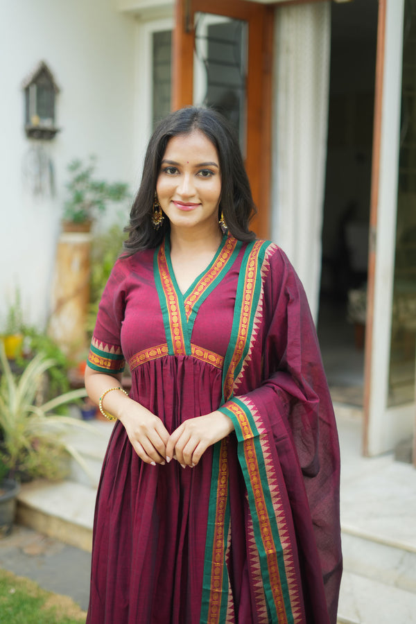 Avanti Maroon Anarkali Kurta Set