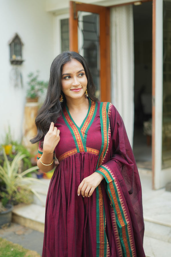 Avanti Maroon Anarkali Kurta Set