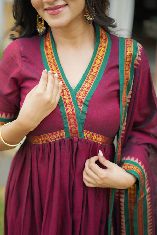 Avanti Maroon Anarkali Kurta Set