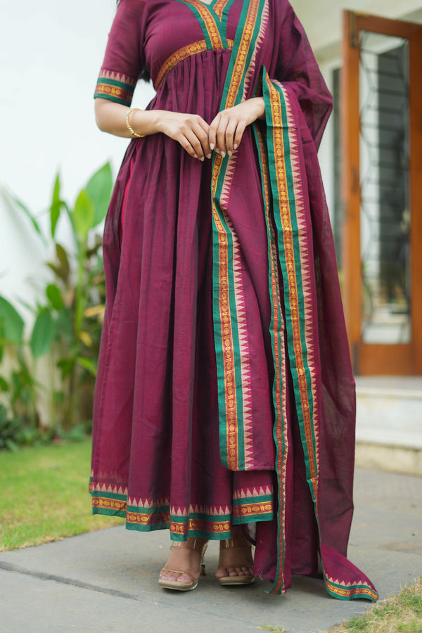 Avanti Maroon Anarkali Kurta Set