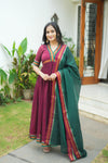 Avanti Maroon with Green Anarkali Kurta Set