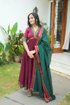 Avanti Maroon with Green Anarkali Kurta Set