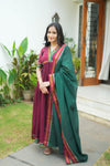 Avanti Maroon with Green Anarkali Kurta Set