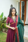 Avanti Maroon with Green Anarkali Kurta Set