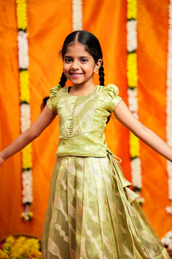 Aalaya Green organza lehenga Mini