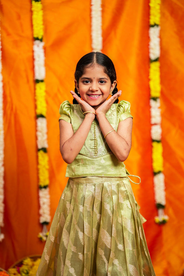 Aalaya Green organza lehenga Mini