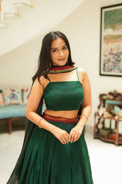 Sreeja Green Handwoven Lehenga Set