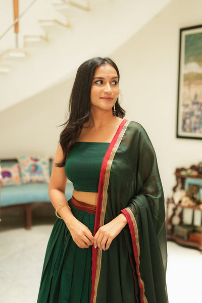 Sreeja Green Handwoven Lehenga Set